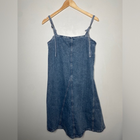 Zara Denim Suspender 100% Cotton Midi Dress - Picture 7 of 12